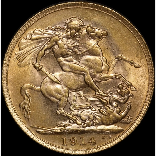 1914 Perth George V Large Head Sovereign about Uncirculated