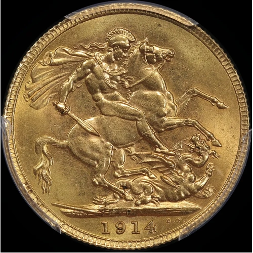 1914 Perth George V Large Head Sovereign Unc (PCGS MS62)