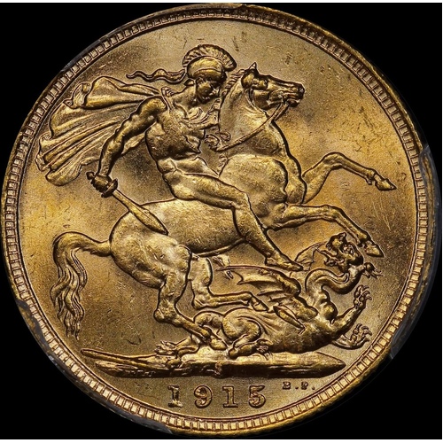 1915 Sydney George V  Sovereign Choice Unc (PCGS MS63)