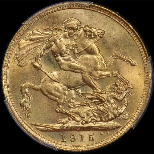 1915 Sydney George V  Sovereign Choice Unc (PCGS MS63)