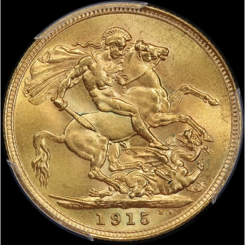 1915 Sydney George V Large Head Sovereign Choice Unc (PCGS MS64)