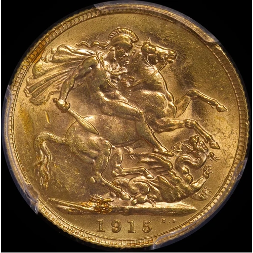 1915 Perth George V Large Head Sovereign PCGS MS62