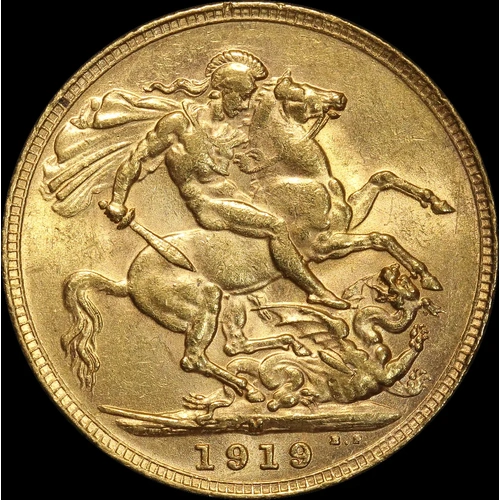 1919 Melbourne George V Large Head Sovereign good EF