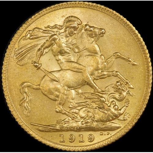 1919 Perth George V Large Head Sovereign about Unc