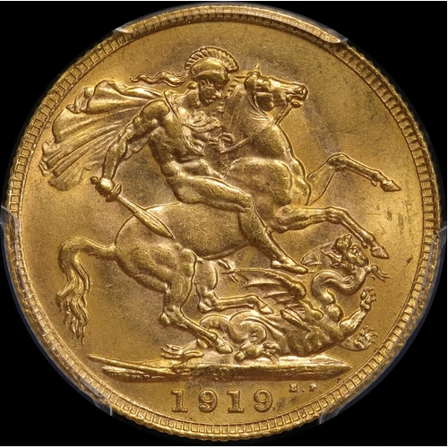 1919 Perth George V Large Head Sovereign Choice Unc (PCGS MS63)