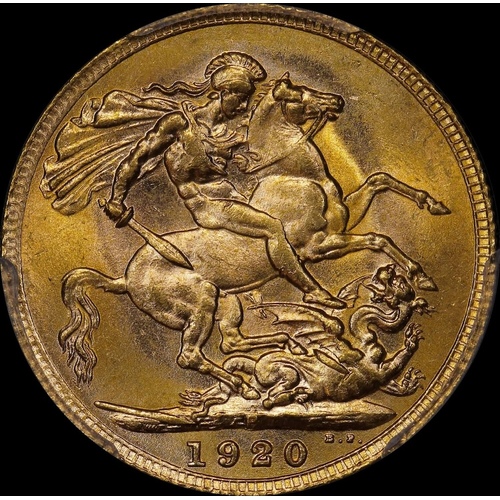 1920 Perth George V Large Head Sovereign Choice Unc (PCGS MS63)