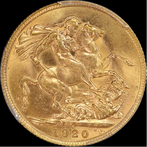 1920 Perth George V Large Head Sovereign Choice Unc (PCGS MS63)