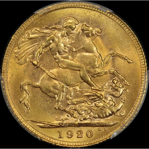 1920 Perth George V Large Head Sovereign Unc (PCGS MS62)