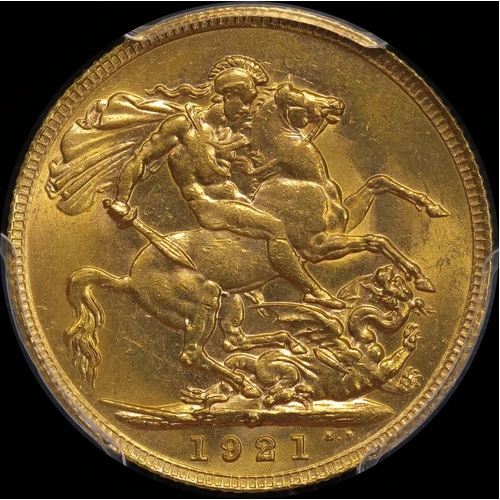 1921 Perth George V Large Head Sovereign Choice Unc (PCGS MS63)