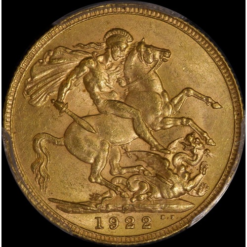1922 Perth George V Large Head Sovereign Unc (PCGS MS62)