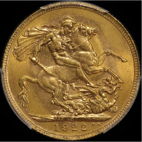 1922 Perth George V Large Head Sovereign Unc (PCGS MS62)