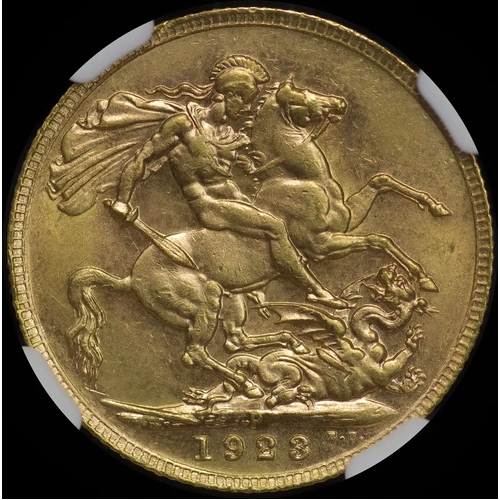1923 Perth George V Large Head Sovereign NGC MS64