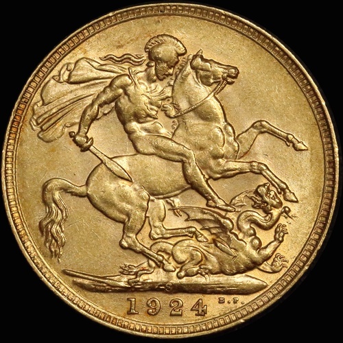 1924 Sydney George V Large Head Sovereign PCGS AU55