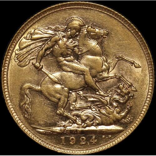 1924 Perth George V Large Head Sovereign good VF