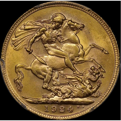 1924 Perth George V Large Head Sovereign Unc (PCGS MS62)