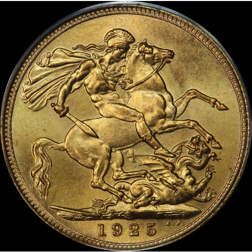 1925 Sydney George V Large Head Sovereign Choice Unc (PCGS MS64)