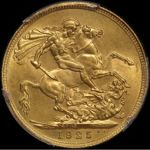1925 Sydney George V Large Head Sovereign Choice Unc (PCGS MS64)