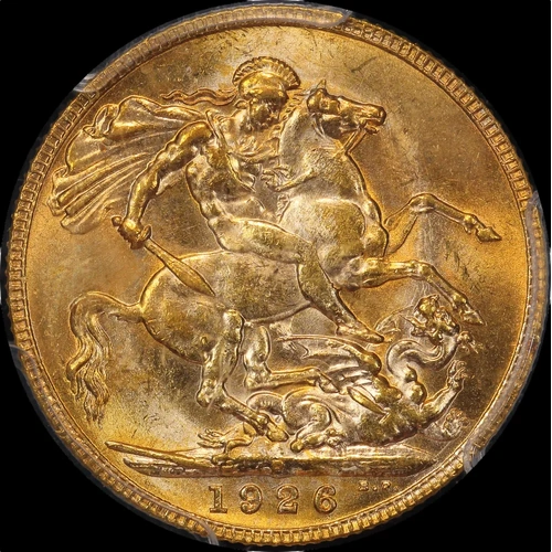 1926 Perth George V Large Head Sovereign PCGS MS63