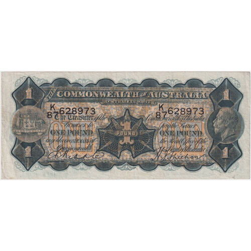 1927 One Pound Riddle/Heathershaw R26 about EF