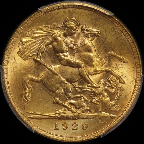 1929 Perth George V Small Head Sovereign Choice Unc (PCGS MS63)