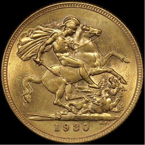 1930 Melbourne George V Small Head Sovereign good EF