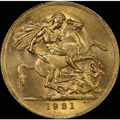 1931 Perth George V Small Head Sovereign Choice Unc (PCGS MS64)