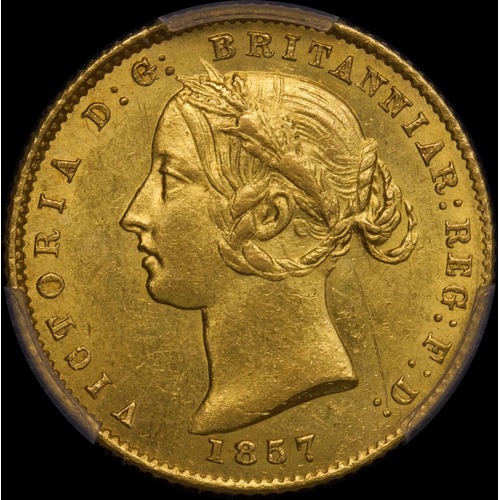 1857 Sydney Mint Type II Half Sovereign Unc (PCGS MS62)