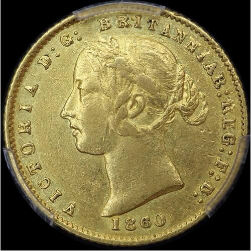 1860 Sydney Mint Type II Half Sovereign PCGS AU53