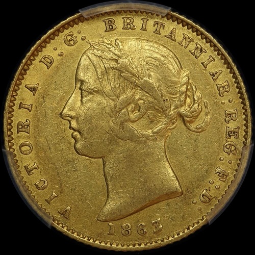 1863 Sydney Mint Type II Half Sovereign PCGS AU50