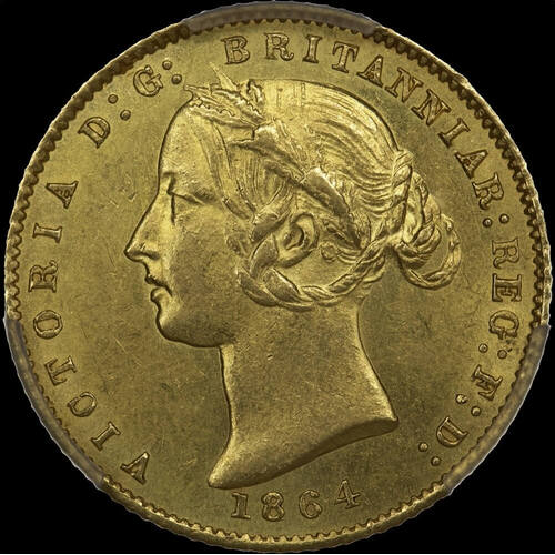 1864 Sydney Mint Type II Half Sovereign Unc (PCGS MS62)