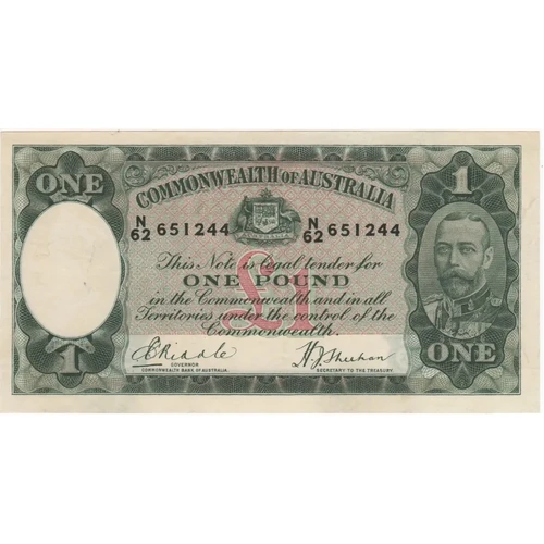 1933 One Pound Riddle/Sheehan R28 about EF