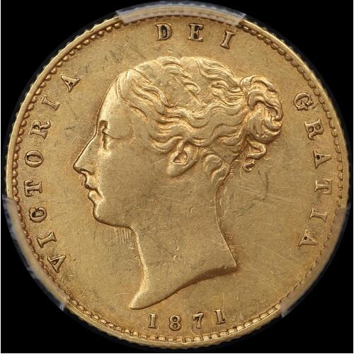 1871 Sydney Young Head Half Sovereign PCGS AU50