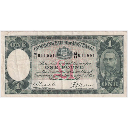 1933 One Pound Riddle/Sheehan Legal Tender R28 good VF
