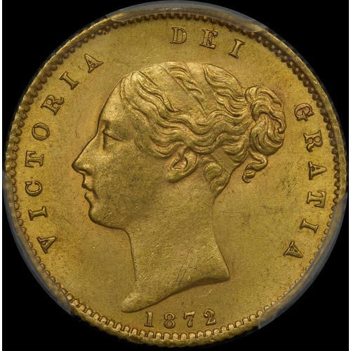 1872 Sydney Young Head Half Sovereign Unc (PCGS MS62)