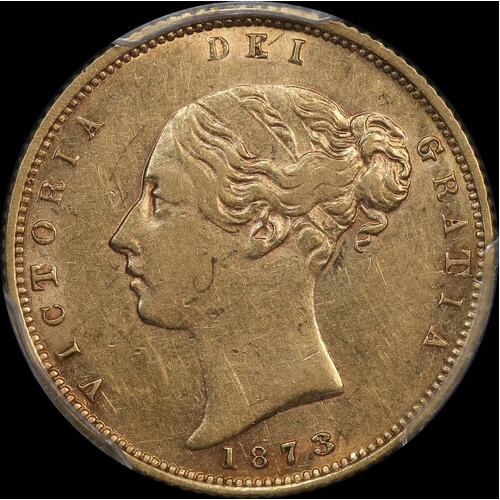 1873 Melbourne Young Head Half Sovereign PCGS AU50
