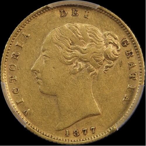 1877 Melbourne Young Head Half Sovereign PCGS AU50