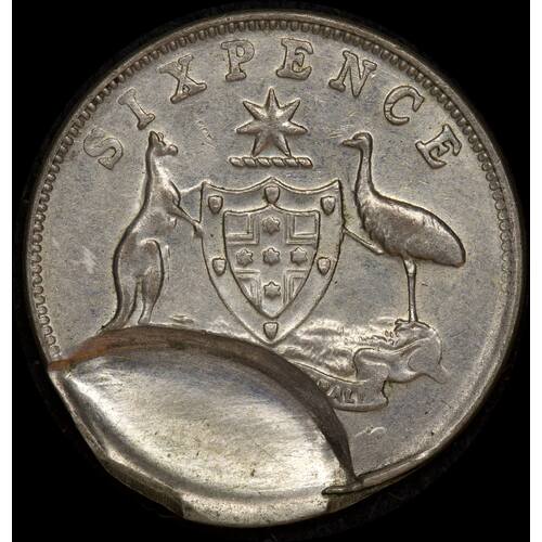 1955-63 Undated Sixpence Elliptical Brockage Error EF