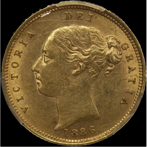 1886 Sydney Young Head Half Sovereign about Unc (PCGS AU58)