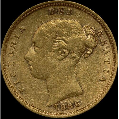 1886 Melbourne Young Head Half Sovereign good Fine