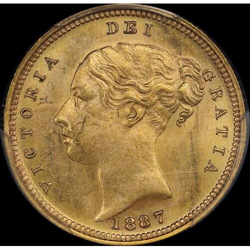 1887 Sydney Young Head Half Sovereign Unc (PCGS MS62)