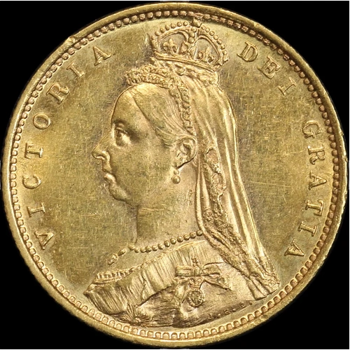 1887 Melbourne Jubilee Head Half Sovereign Dish M506 about Unc