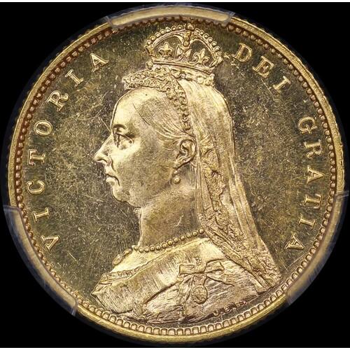1887 Melbourne Jubilee Head Half Sovereign Unc (PCGS MS62+)