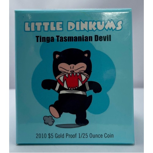 2010 Gold $5 Proof Little Dinkums Tinga Tasmanian Devil