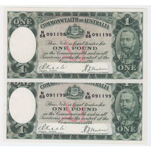 1933 One Pound Consecutive Pair Riddle/Sheehan R28 EF