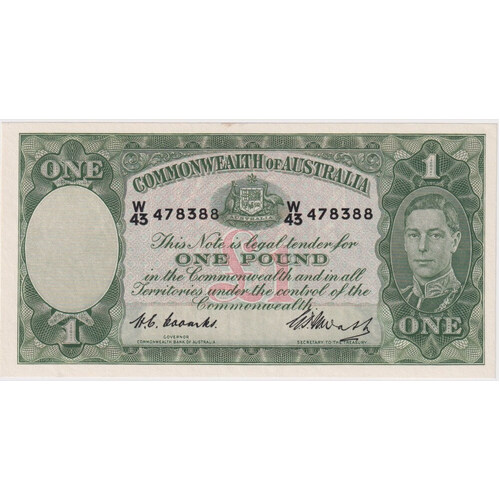 1949 One Pound Coombs/Watt R31 about Unc