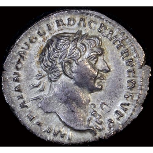 Ancient Rome (Imperial) 106-107 AD Trajan Silver Denarius Genius BMC 209 EF