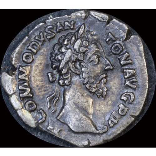 Ancient Rome (Imperial) 183 AD Commodus Silver Denarius Mars BMC 102 Very Fine