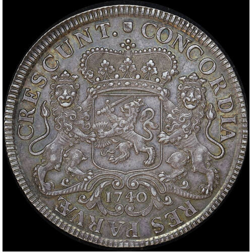 Netherlands (Utrecht) 1740/30 Silver Ducaton / Rider KM#92 about Unc