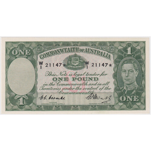 1949 One Pound Star Note Coombs/Watt R31sL PCGS AU58 ex Deutsher