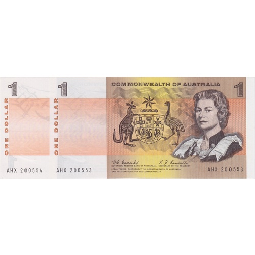 1968 $1 Note Consecutive Pair Coombs/Randall R72 Uncirculated